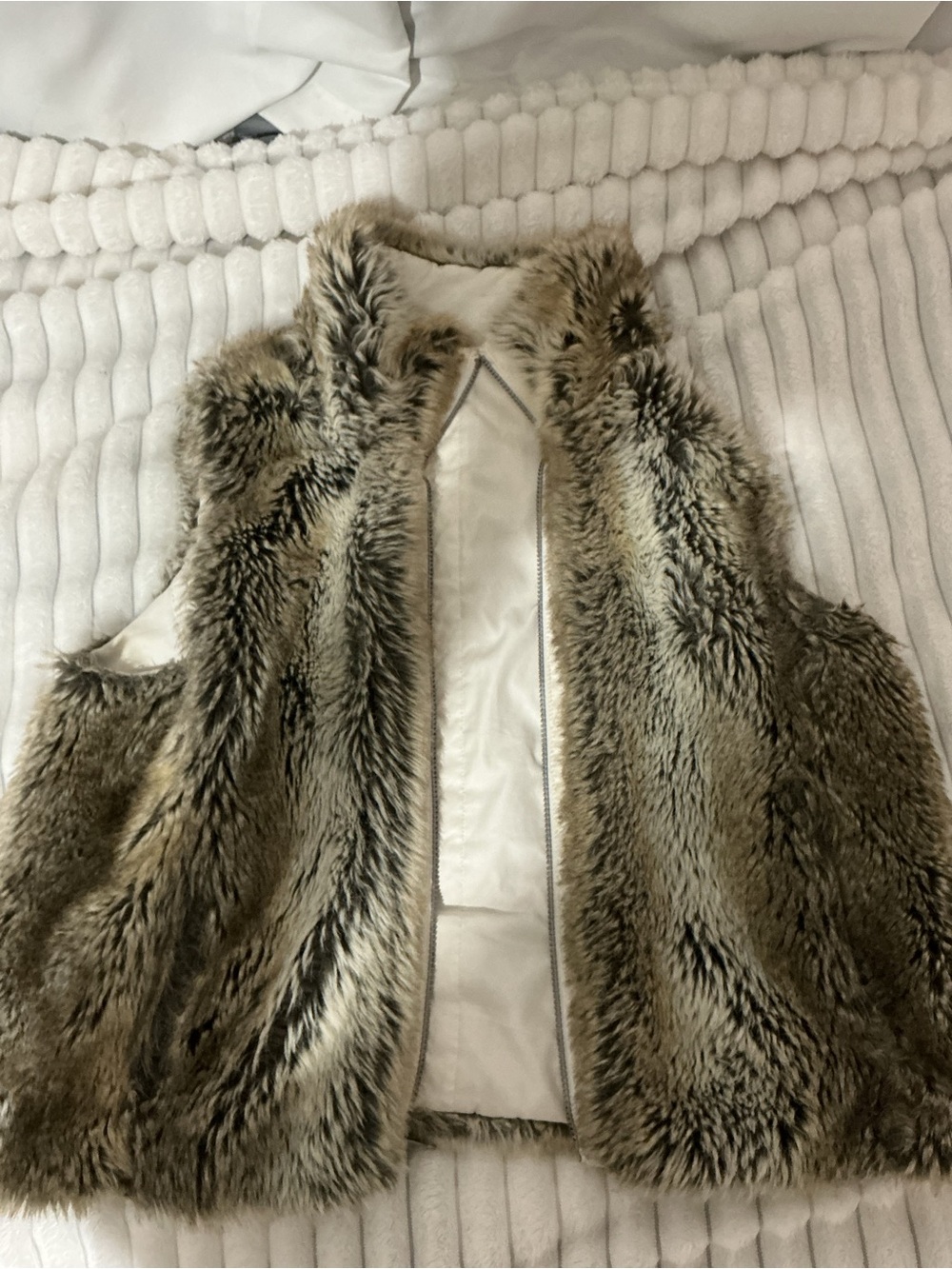 Faux Fur Vest in Taupe Brown - Women's Sleeveless Coat
